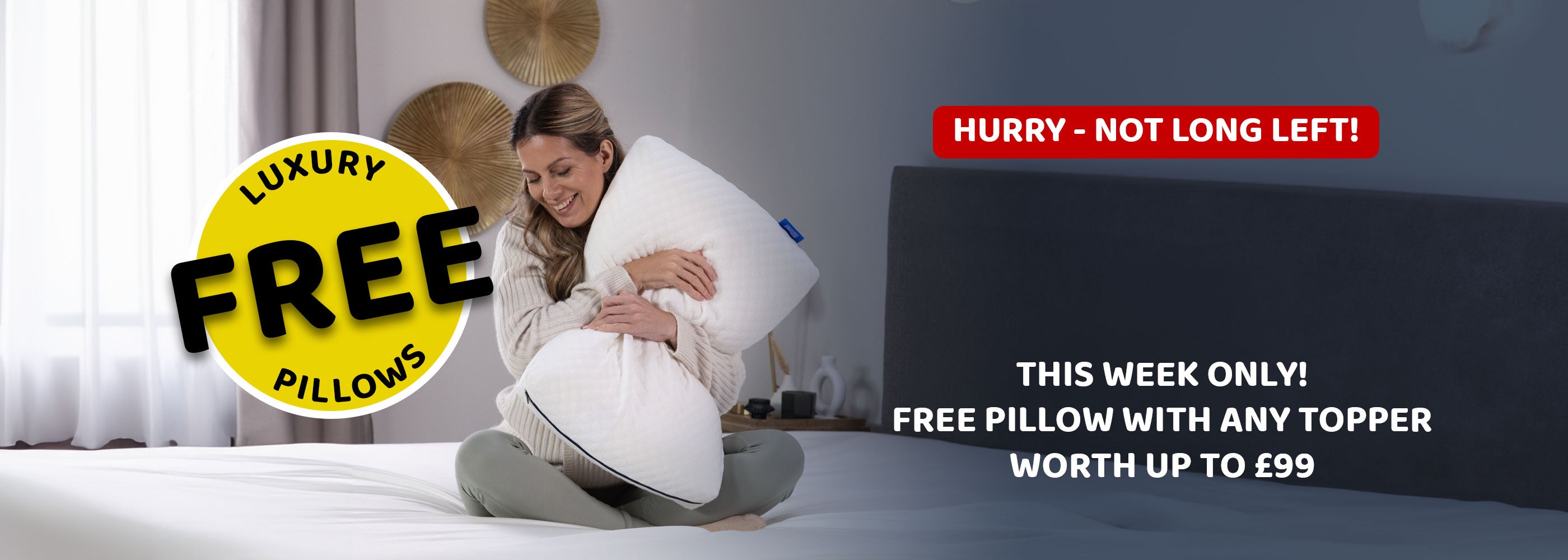 This week only get a free luxury Seriously Comfortable pillow worth up to £99 with any topper