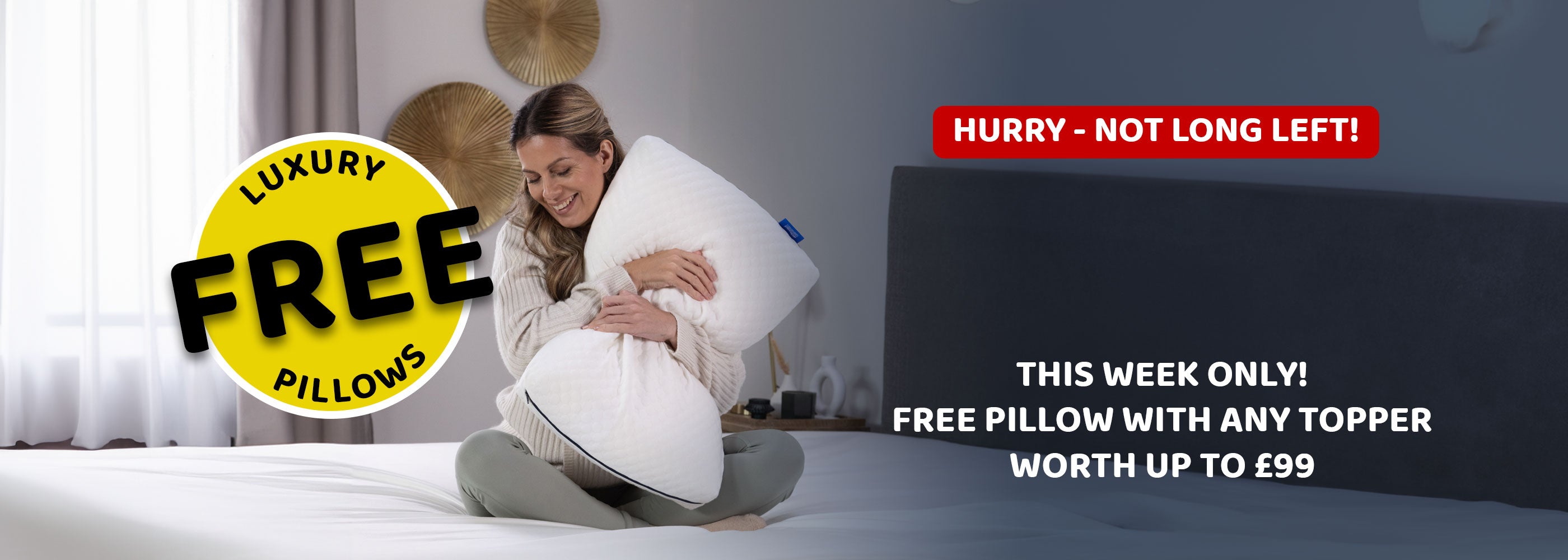 This week only get a free luxury Seriously Comfortable pillow worth up to £99 with any topper 